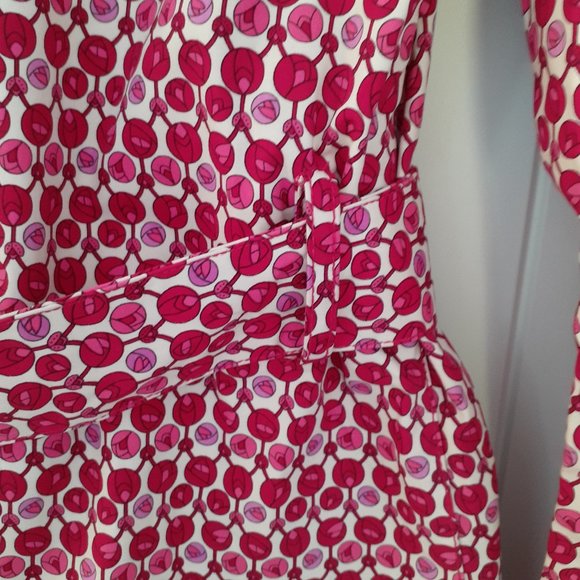 Gap Tulip Print Button Front Coat With Self Belt Red Pink Size S - Picture 9 of 16
